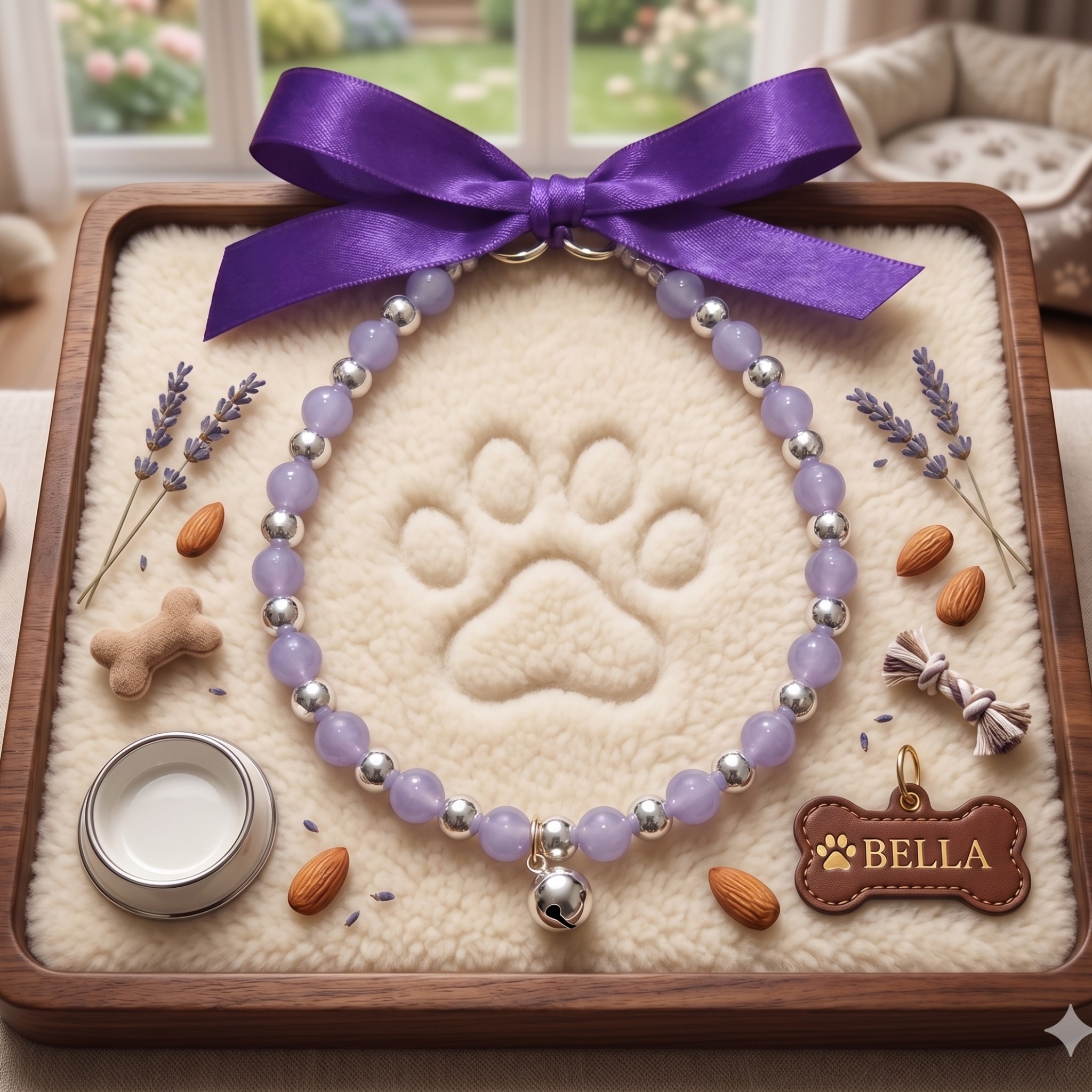 Collana per Cani in Giada Naturale e Ceramica Artigianale